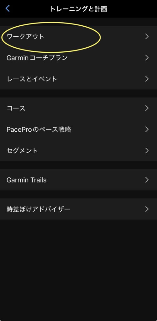 Garmin設定画面