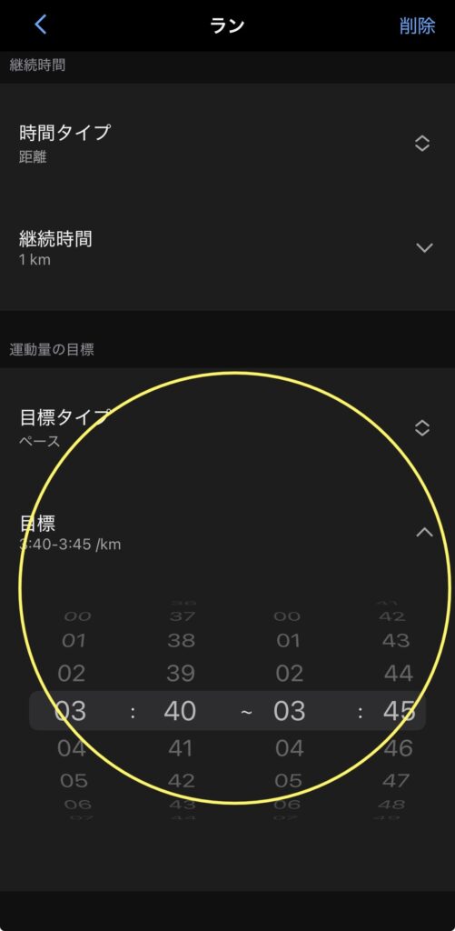 Garmin設定画面